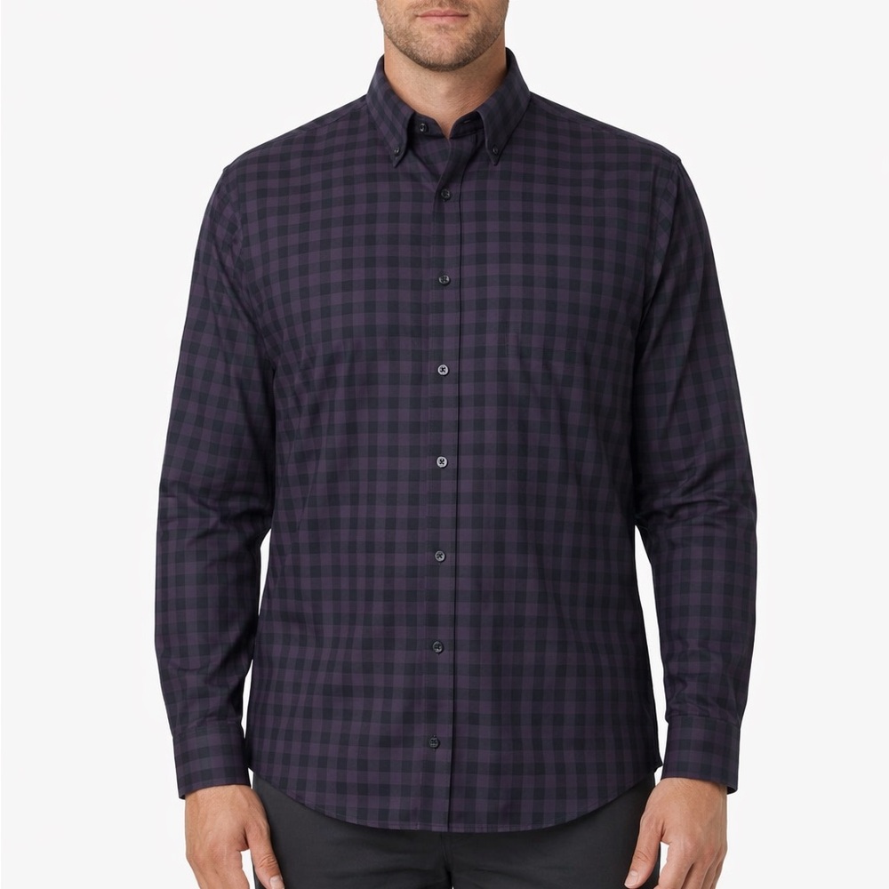 Neiman Marcus Shirt Men’s XL Purple Check Gingham Button Down Cotton Classic Fit